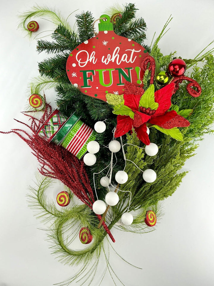 Oh what fun lime Christmas kit with swag - Greenery MarketFunswagWILLOWx12