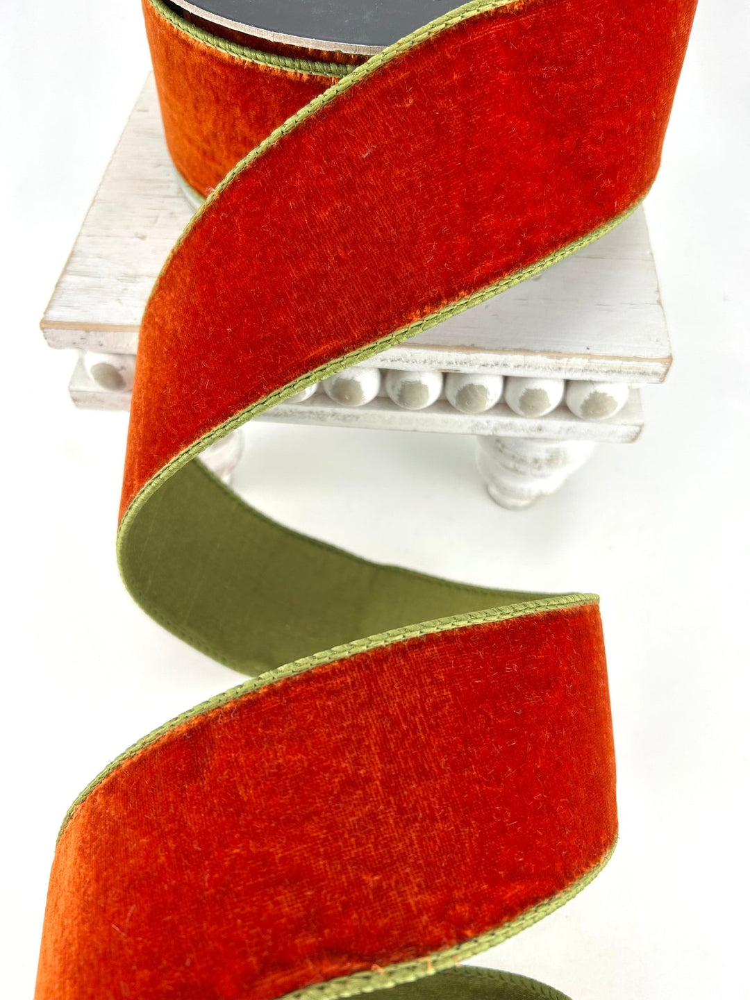 Olive Green And Rust, 2 Tone, Plush Velvet Luster 2.5” Farrisilk Wired Ribbon - Greenery MarketRibbons & TrimRK131-04