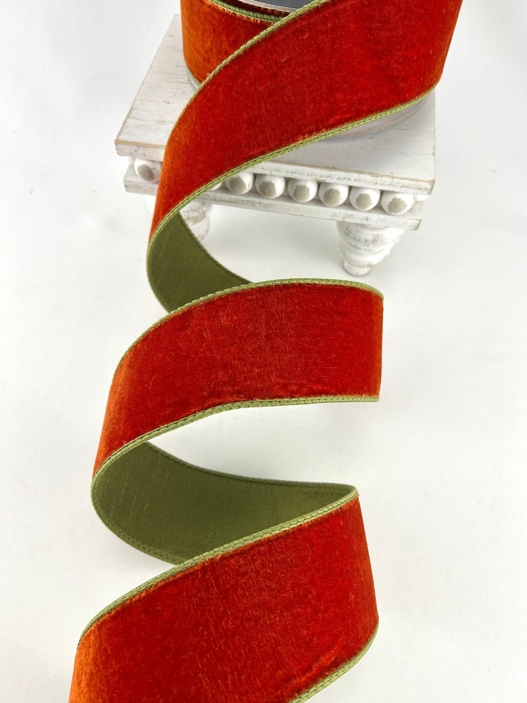 Olive Green And Rust, 2 Tone, Plush Velvet Luster 2.5” Farrisilk Wired Ribbon - Greenery MarketRibbons & TrimRK131-04