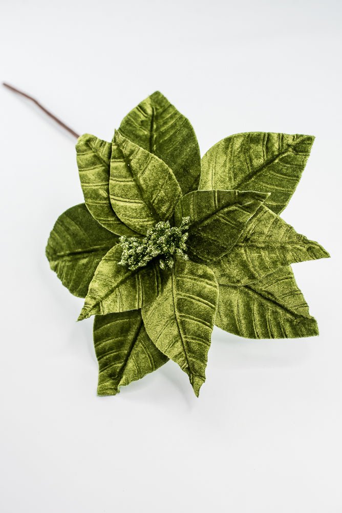 Olive Green, Velvet Poinsettia Stem - Greenery Market86612OLIVE