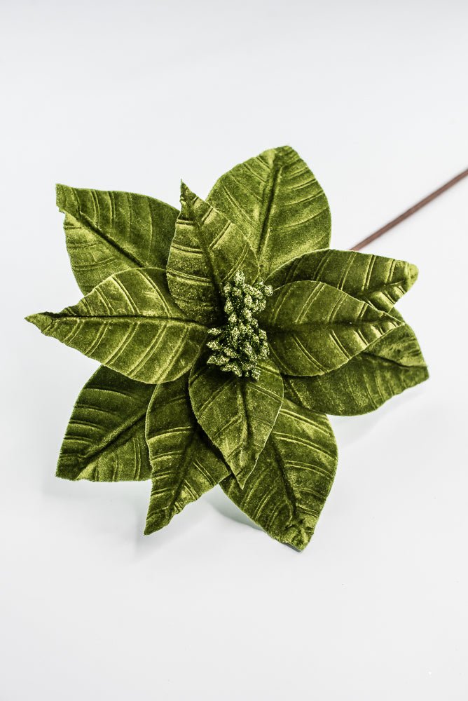 Olive Green, Velvet Poinsettia Stem - Greenery Market86612OLIVE