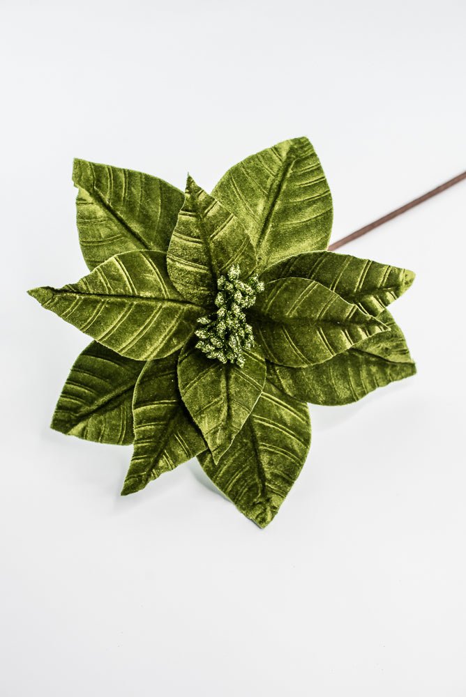 Olive Green, Velvet Poinsettia Stem - Greenery Market86612OLIVE