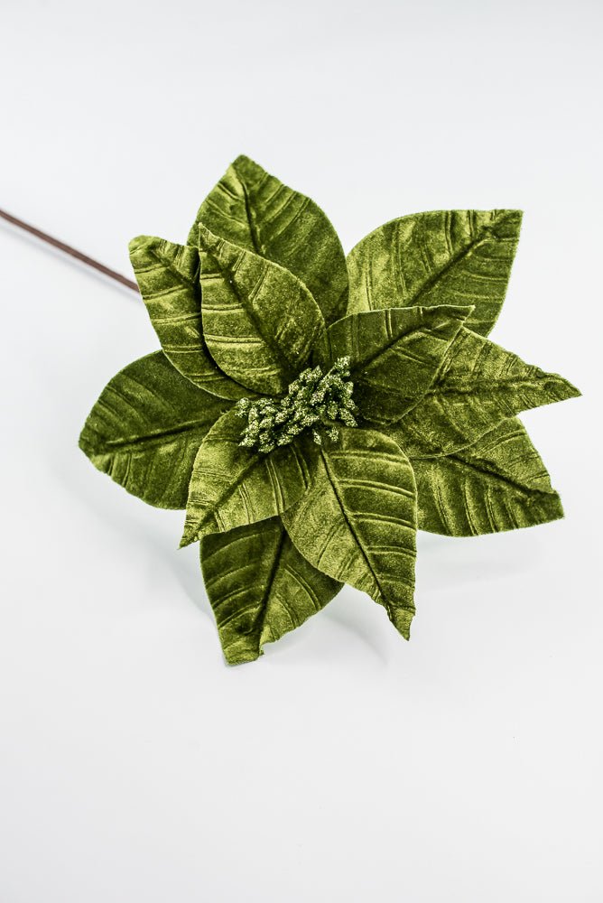 Olive Green, Velvet Poinsettia Stem - Greenery Market86612OLIVE