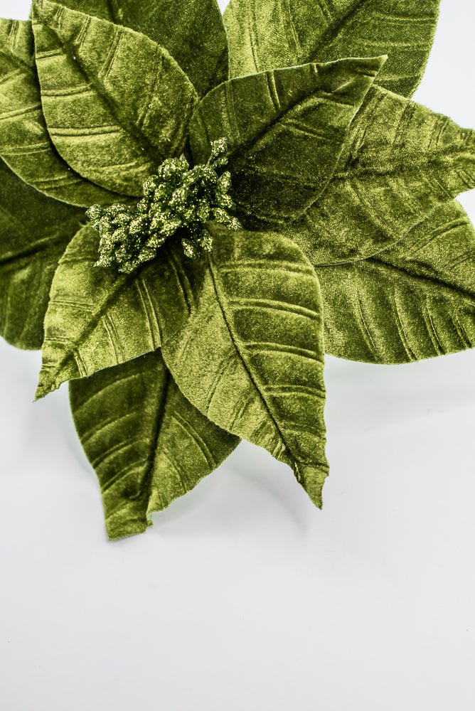 Olive Green, Velvet Poinsettia Stem - Greenery Market86612OLIVE
