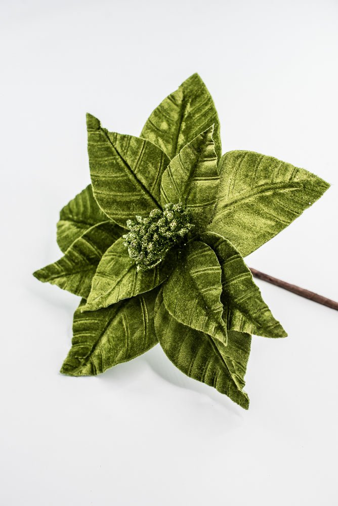 Olive Green, Velvet Poinsettia Stem - Greenery Market86612OLIVE