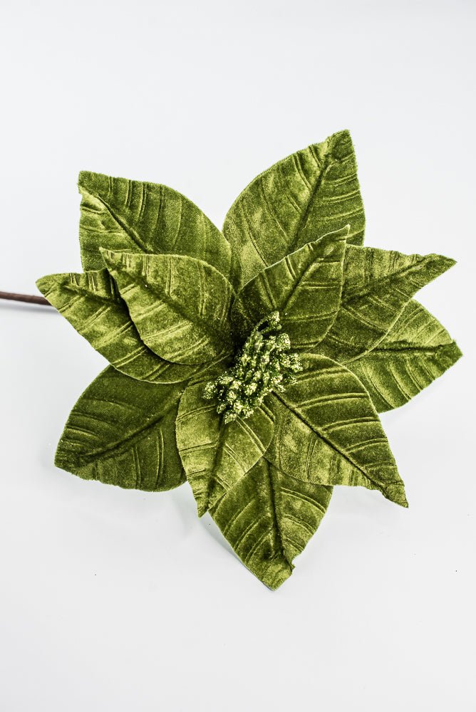 Olive Green, Velvet Poinsettia Stem - Greenery Market86612OLIVE