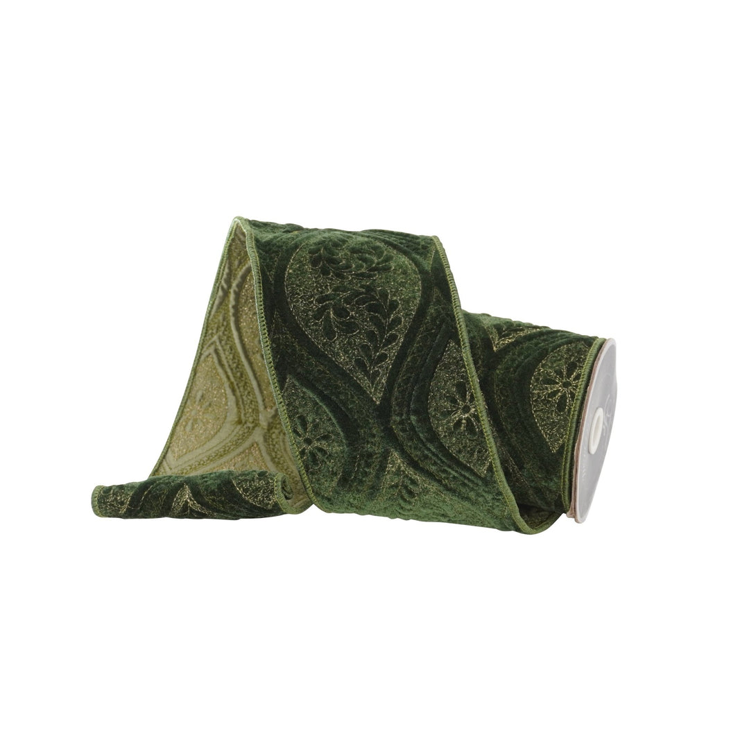 Olive Laurel Tapestry Farrisilk Wired Ribbon - 4" - Greenery MarketRC075 - 76