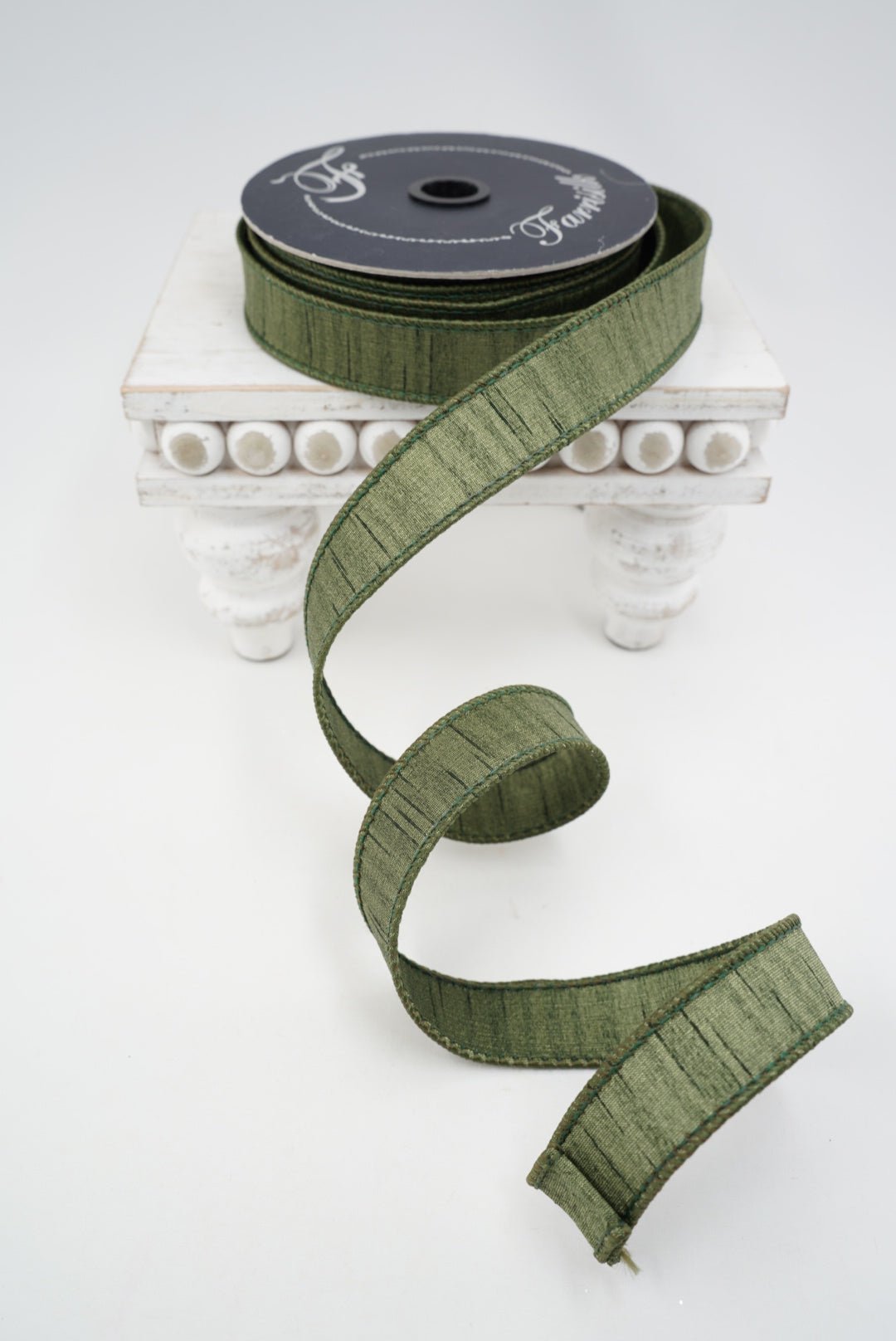 Olive Shimmering Silk Farrisilk Wired Ribbon - 1" - Greenery MarketRK879-76
