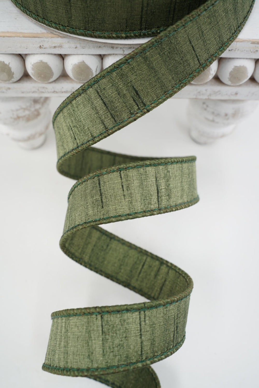 Olive Shimmering Silk Farrisilk Wired Ribbon - 1" - Greenery MarketRK879-76