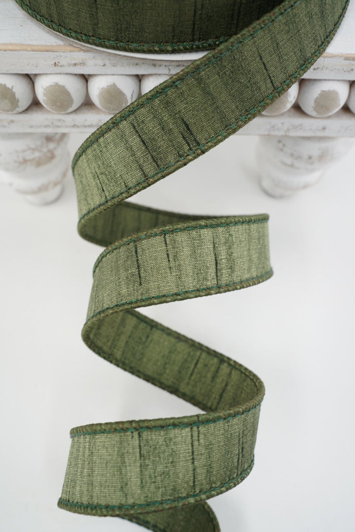 Olive Shimmering Silk Farrisilk Wired Ribbon - 1" - Greenery MarketRK879-76