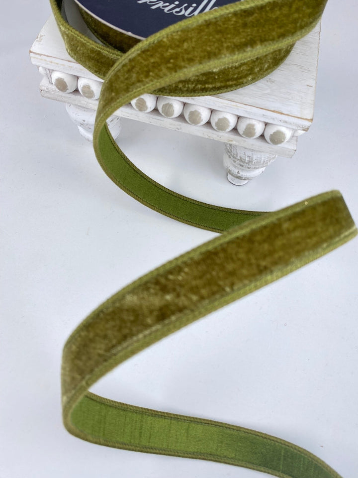 Olive Velvet Farrisilk Wired Ribbon - 1" - Greenery MarketRG008 - 76