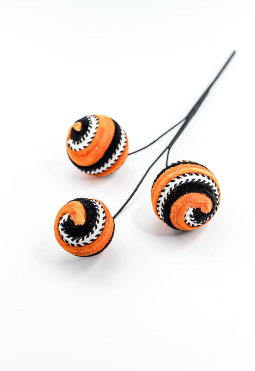 Orange and Black Stripe Velvet Ball Spray - Greenery Market57246ORBK