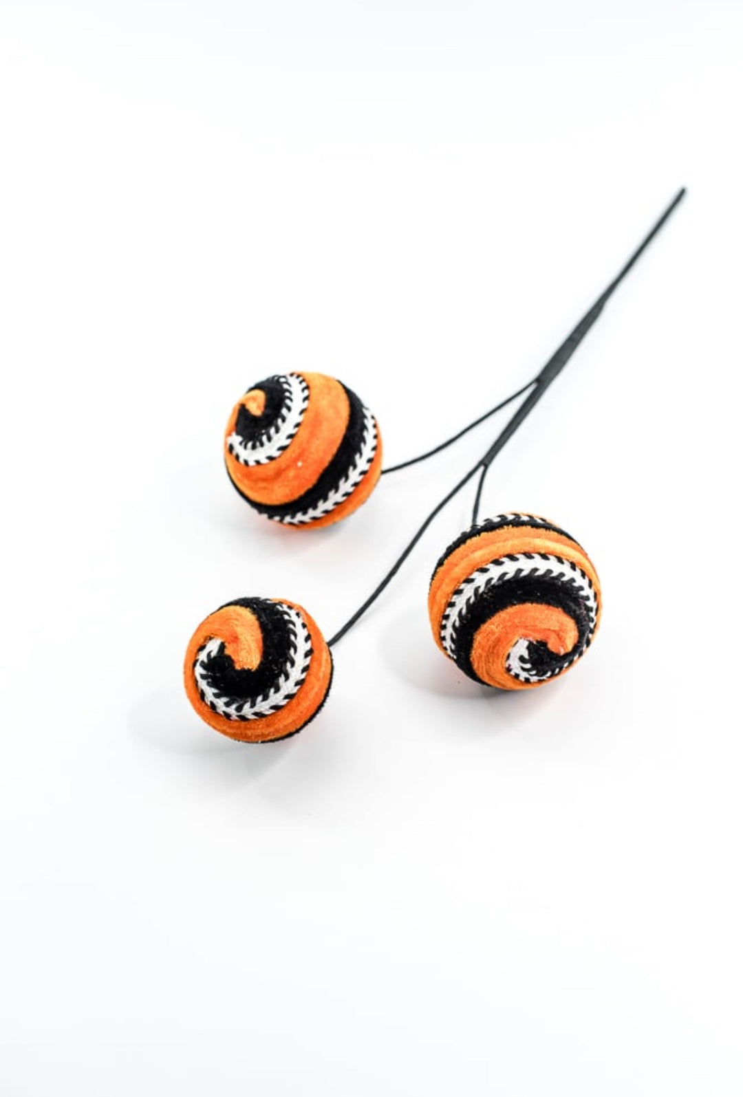 Orange and Black Stripe Velvet Ball Spray - Greenery Market57246ORBK