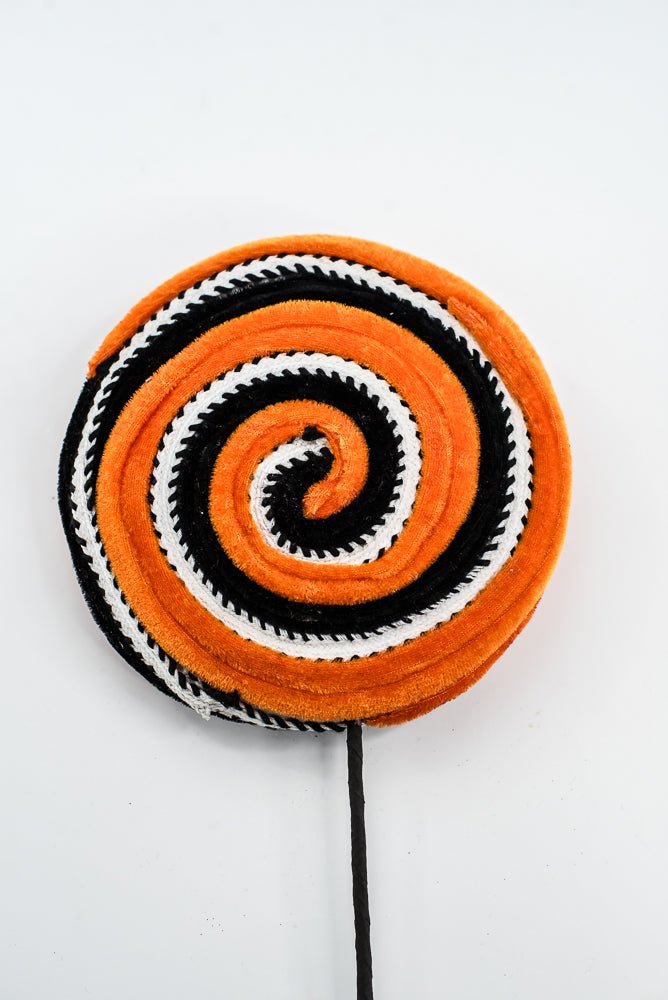Orange and Black Velvet Ornament Lollipop - Greenery Market57245ORBK