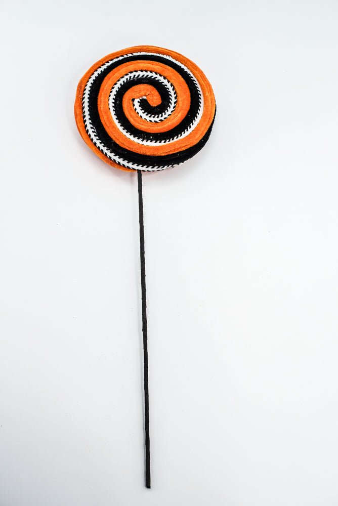 Orange and Black Velvet Ornament Lollipop - Greenery Market57245ORBK