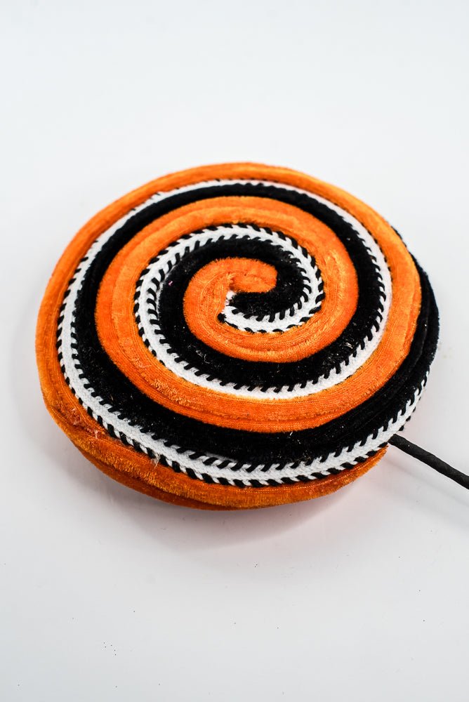 Orange and Black Velvet Ornament Lollipop - Greenery Market57245ORBK