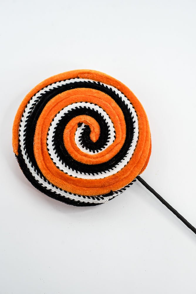 Orange and Black Velvet Ornament Lollipop - Greenery Market57245ORBK