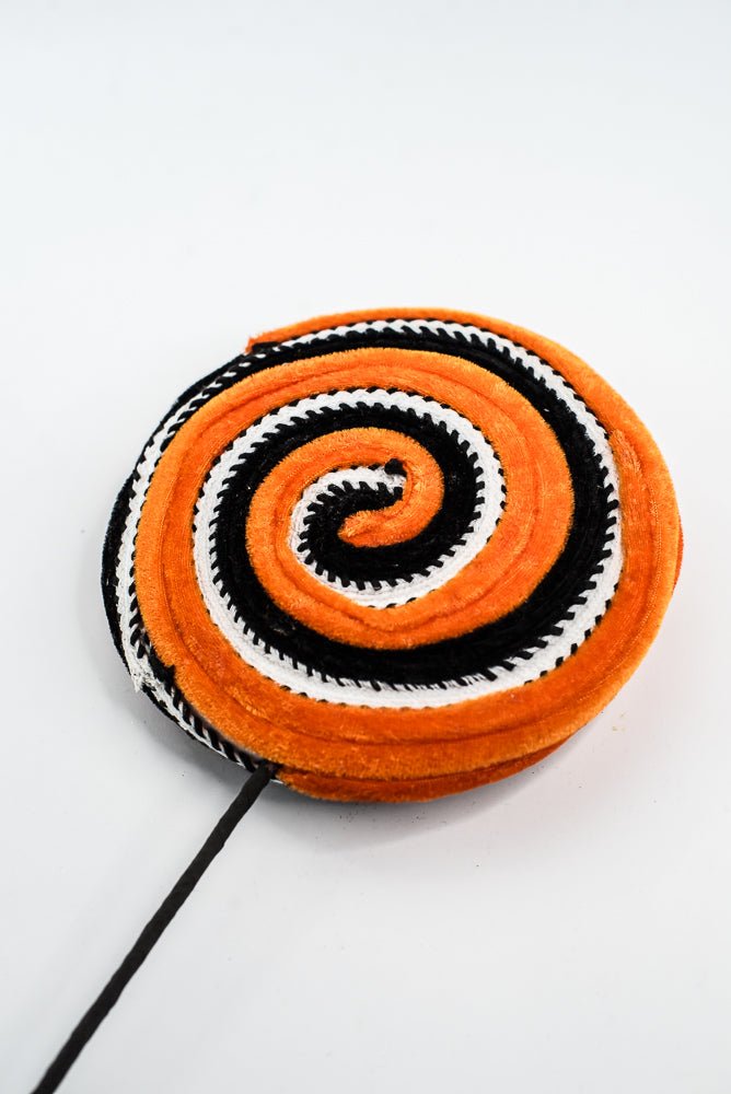 Orange and Black Velvet Ornament Lollipop - Greenery Market57245ORBK
