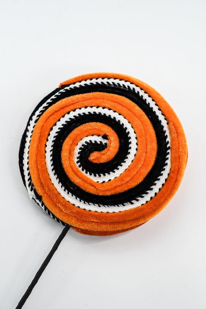 Orange and Black Velvet Ornament Lollipop - Greenery Market57245ORBK