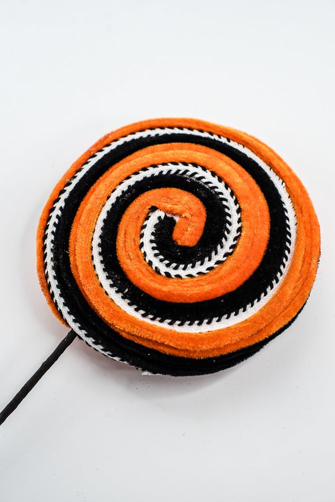 Orange and Black Velvet Ornament Lollipop - Greenery Market57245ORBK