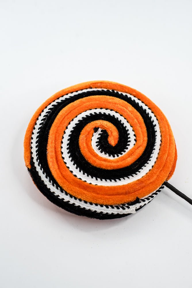 Orange and Black Velvet Ornament Lollipop - Greenery Market57245ORBK