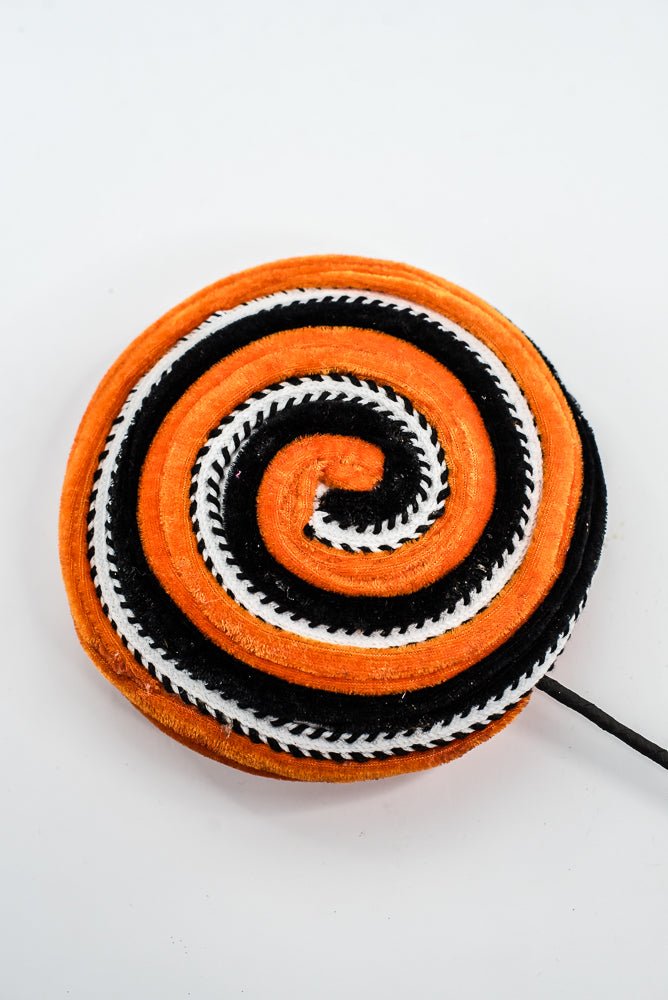 Orange and Black Velvet Ornament Lollipop - Greenery Market57245ORBK