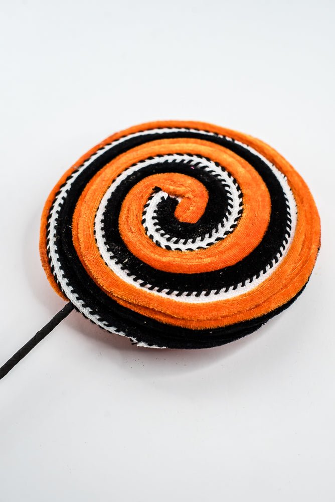 Orange and Black Velvet Ornament Lollipop - Greenery Market57245ORBK