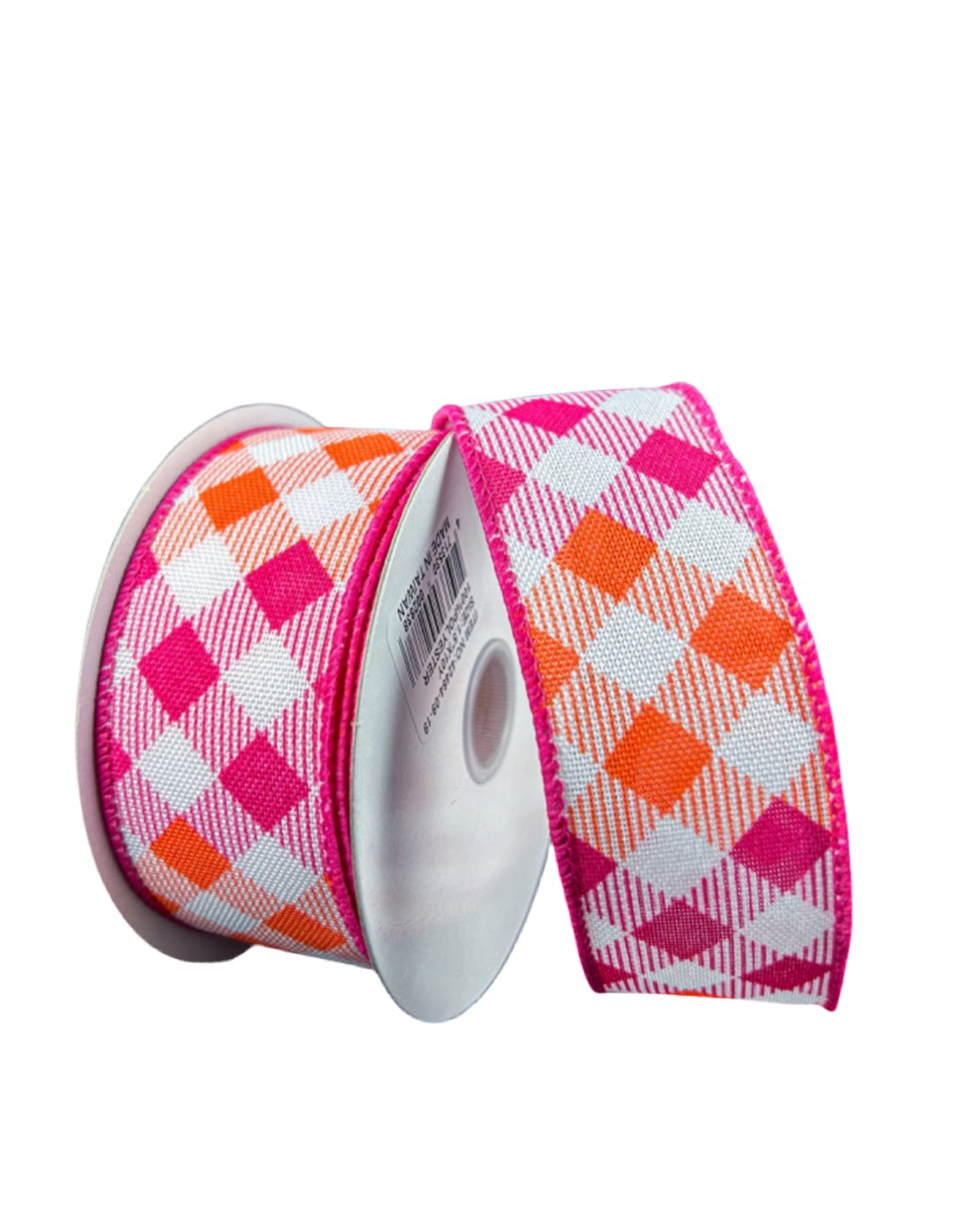 Orange and hot pink diamond wired ribbon - Greenery Market