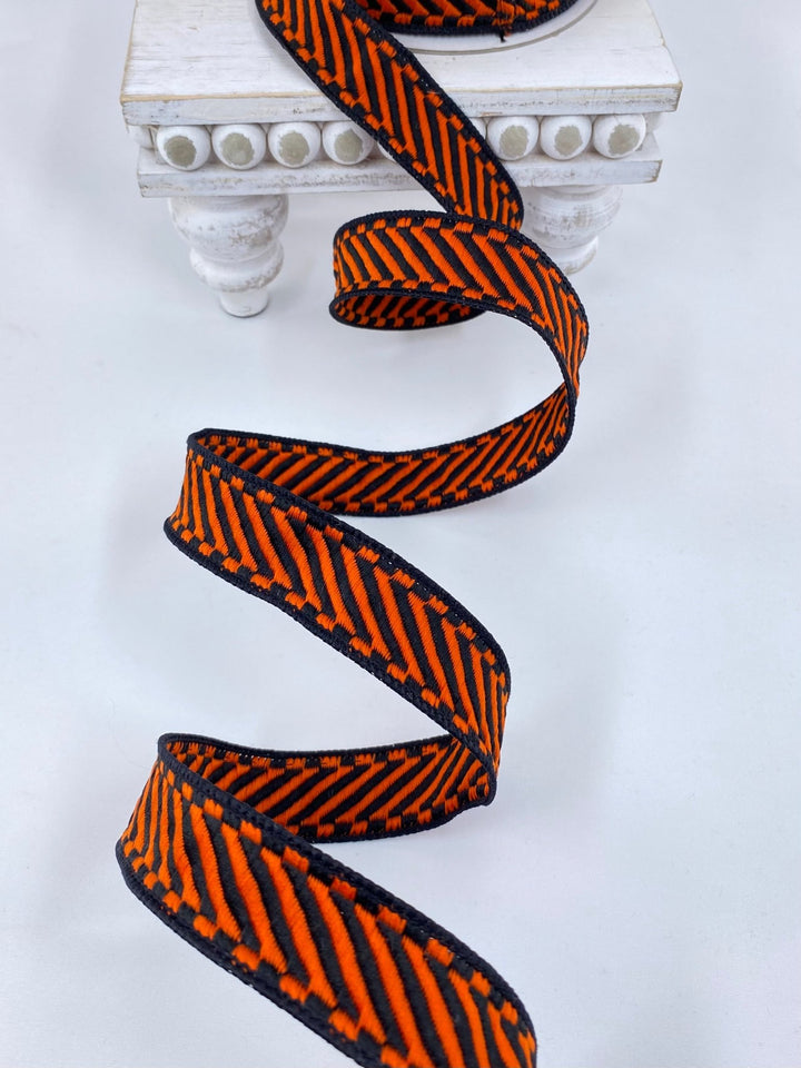 Orange & Black Shapeshifter Farrisilk Wired Ribbon - 1" - Greenery MarketRibbons & TrimHR035 - 87