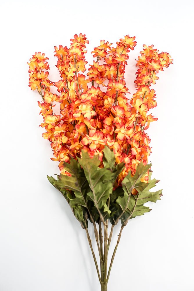 Orange delphiniums artificial flower bush - Greenery MarketArtificial Flora85332 - OR