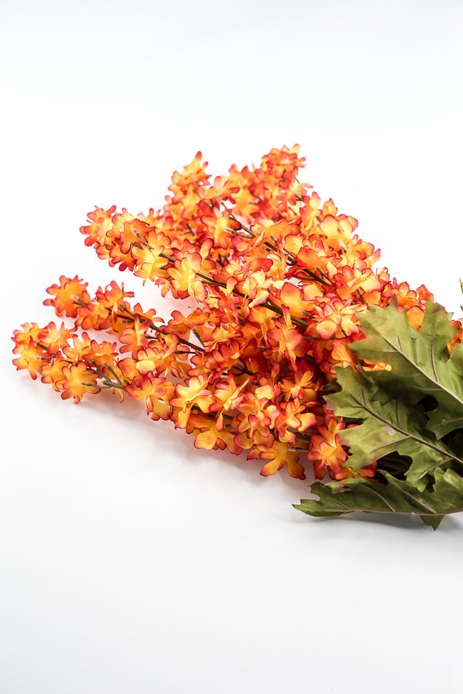 Orange delphiniums artificial flower bush - Greenery MarketArtificial Flora85332 - OR