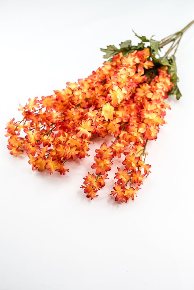 Orange delphiniums artificial flower bush - Greenery MarketArtificial Flora85332 - OR