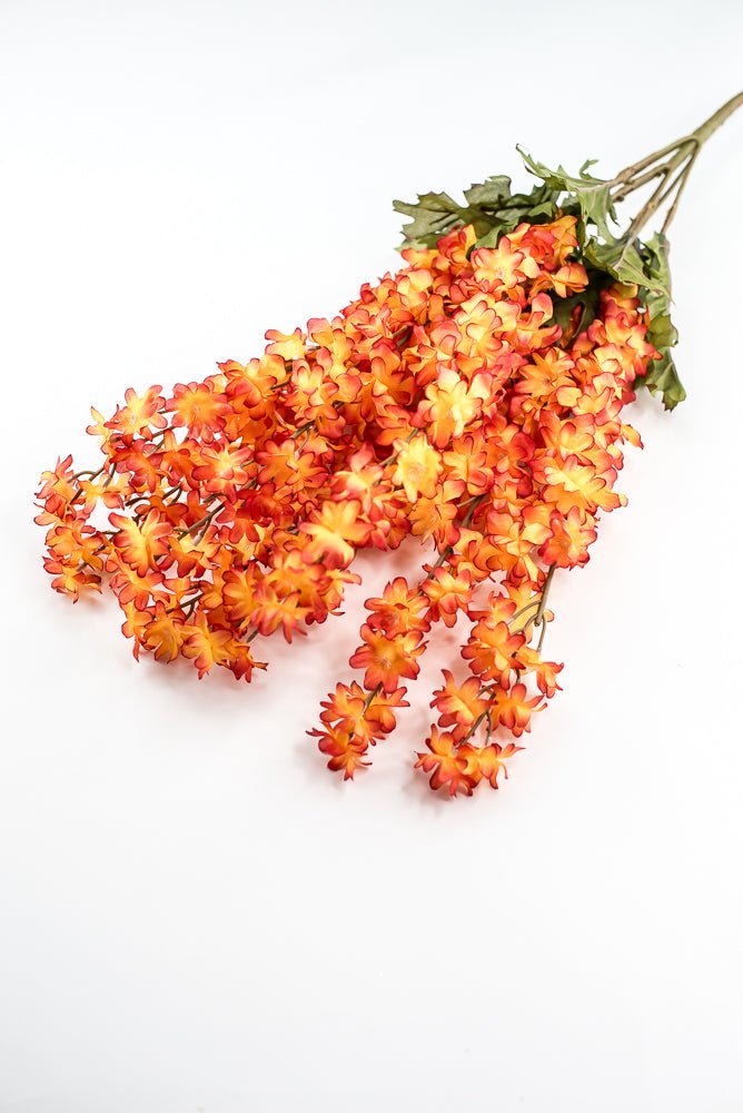 Orange delphiniums artificial flower bush - Greenery MarketArtificial Flora85332 - OR