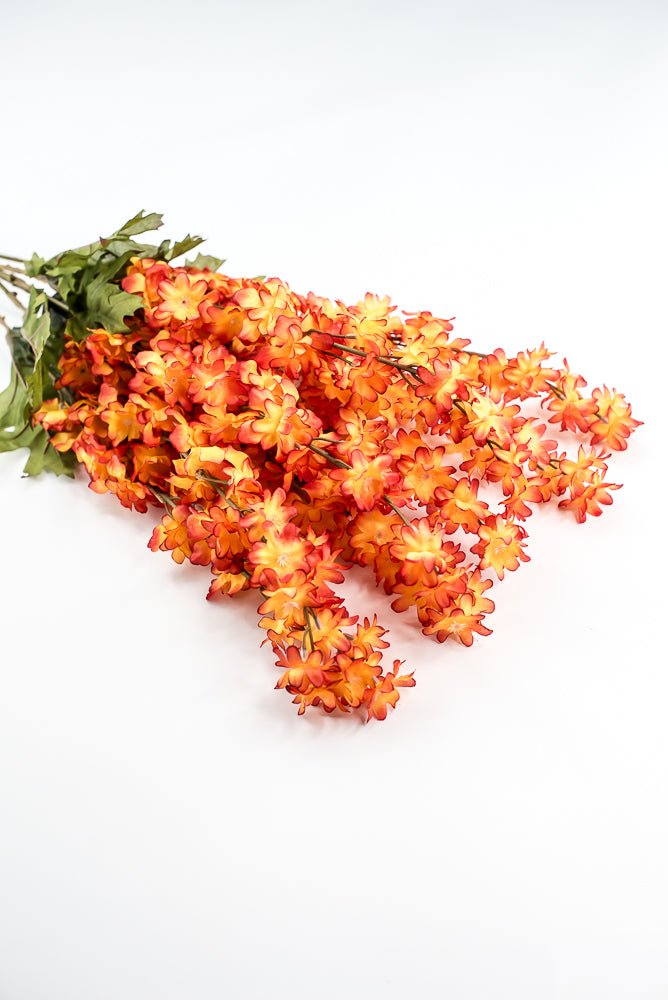 Orange delphiniums artificial flower bush - Greenery MarketArtificial Flora85332 - OR