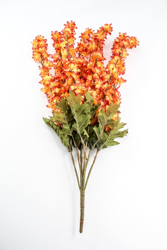 Orange delphiniums artificial flower bush - Greenery MarketArtificial Flora85332 - OR
