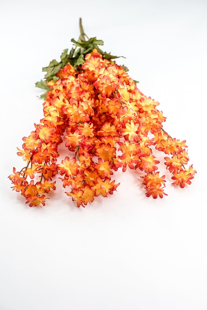 Orange delphiniums artificial flower bush - Greenery MarketArtificial Flora85332 - OR