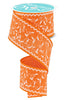 Orange floral vine wired ribbon 2.5” - Greenery MarketWired ribbonRgf1168GM