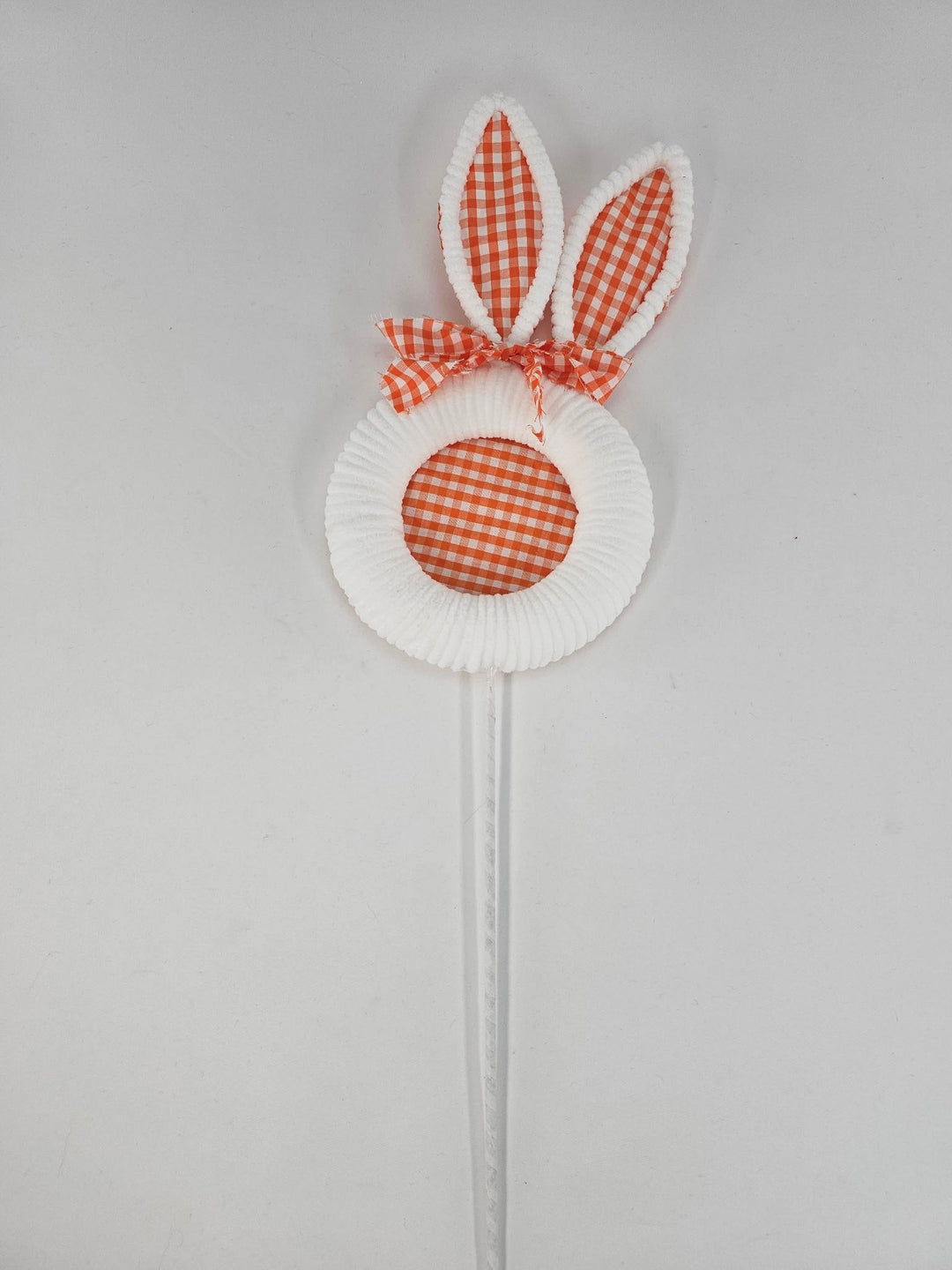 Orange Gingham Easter Bunny Head Stem - 25" - Greenery Market65601-OR