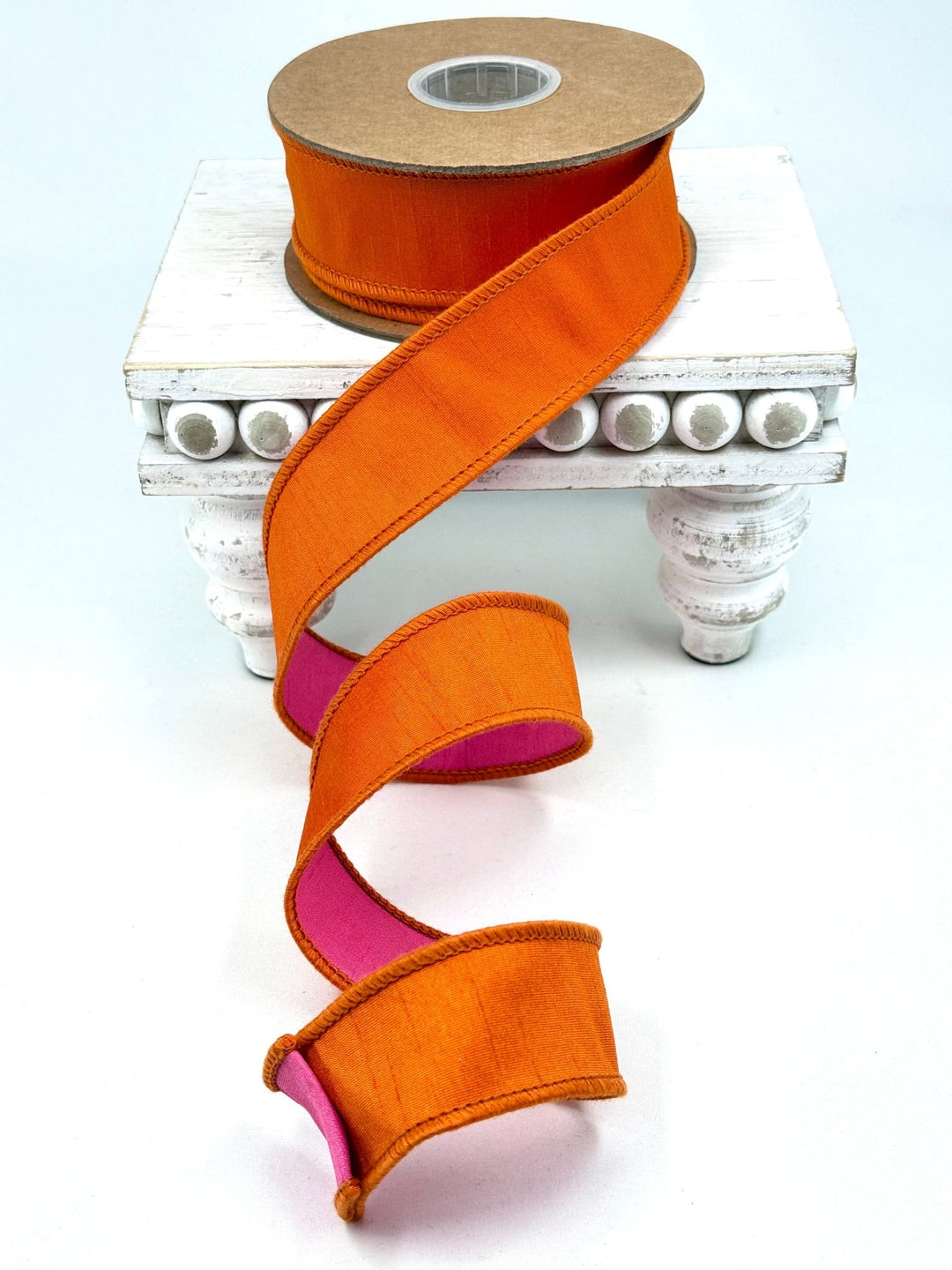 Orange & Hot Pink Double Fused Dupioni Wired Ribbon - 1.5" - Greenery MarketWired Ribbon9105W-750-38E