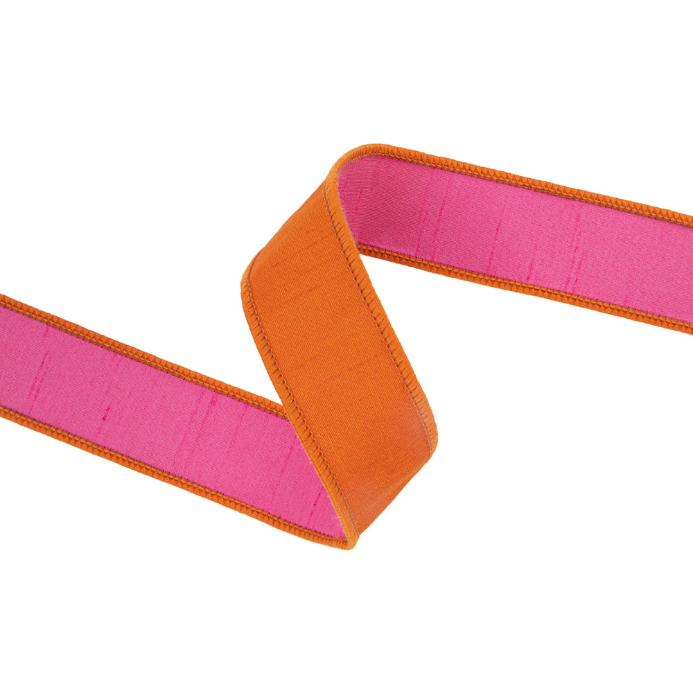 Orange & Hot Pink Double Fused Dupioni Wired Ribbon - 1.5" - Greenery MarketWired Ribbon9105W-750-38E