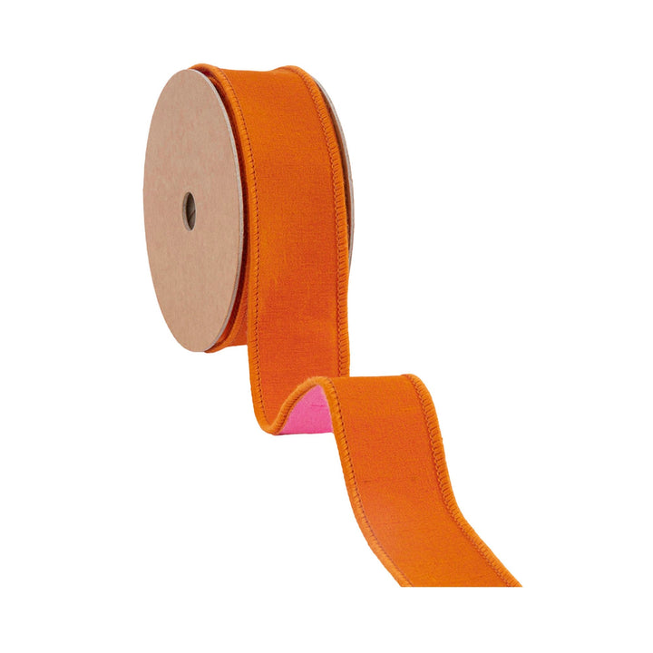 Orange & Hot Pink Double Fused Dupioni Wired Ribbon - 1.5" - Greenery MarketWired Ribbon9105W-750-38E