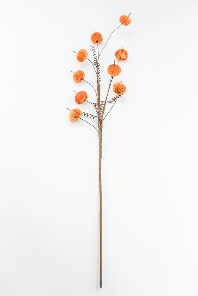 Orange Mini Velvet Pumpkin Spray - Greenery Market40292 - OR