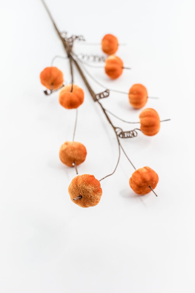 Orange Mini Velvet Pumpkin Spray - Greenery Market40292 - OR