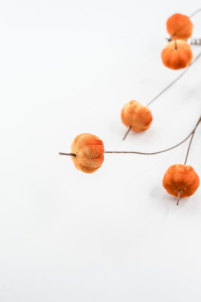 Orange Mini Velvet Pumpkin Spray - Greenery Market40292 - OR