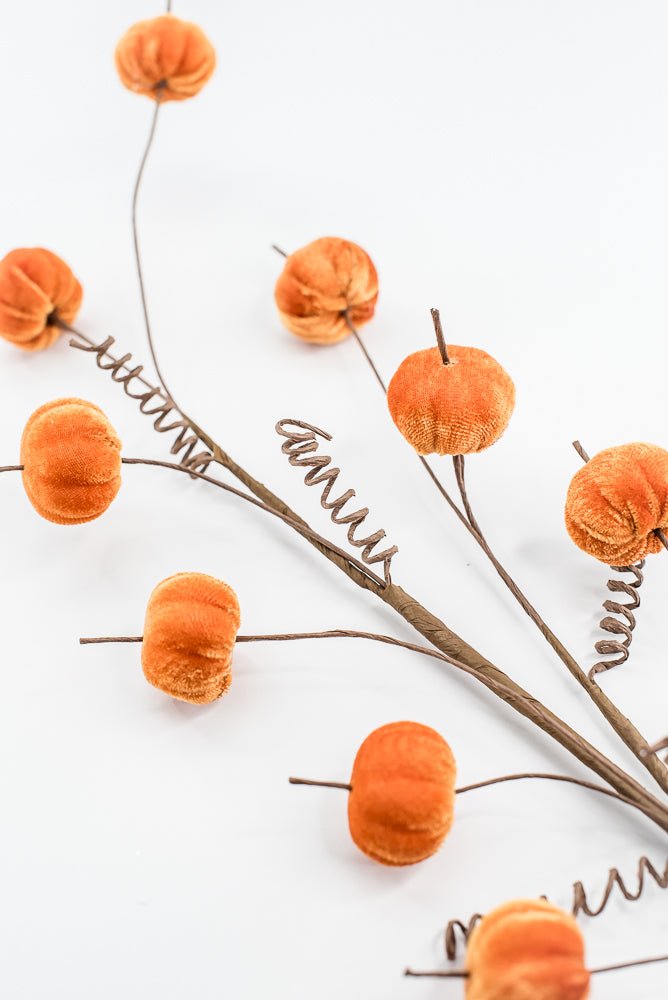Orange Mini Velvet Pumpkin Spray - Greenery Market40292 - OR