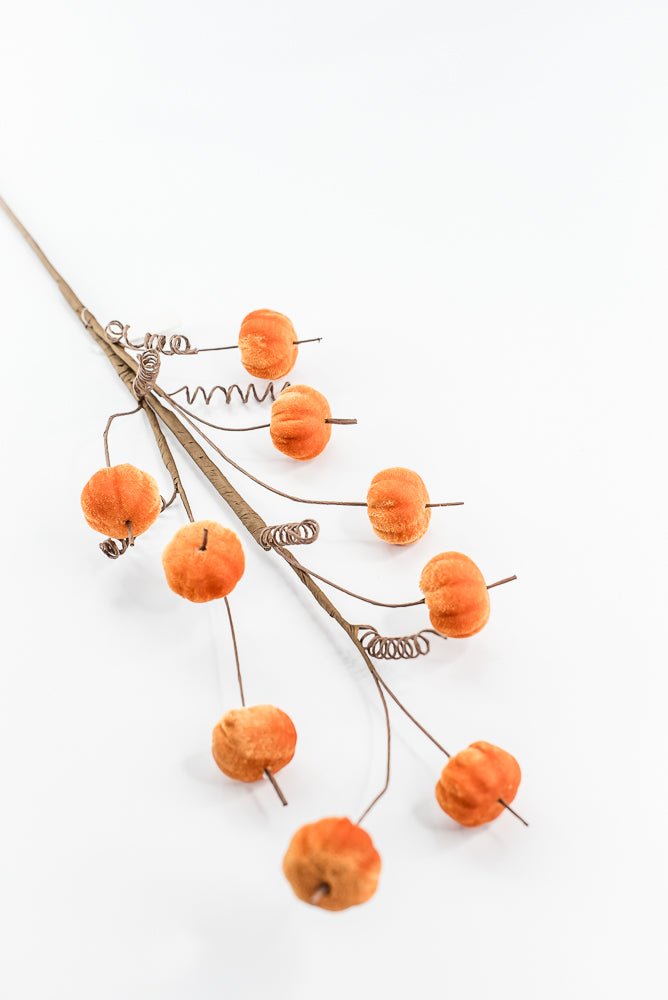 Orange Mini Velvet Pumpkin Spray - Greenery Market40292 - OR