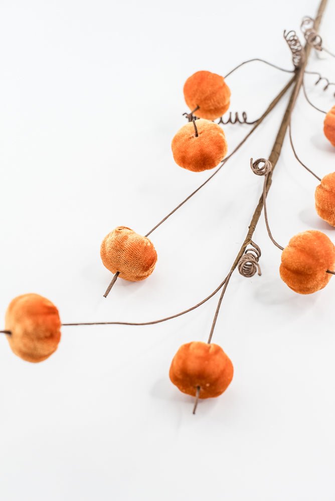 Orange Mini Velvet Pumpkin Spray - Greenery Market40292 - OR