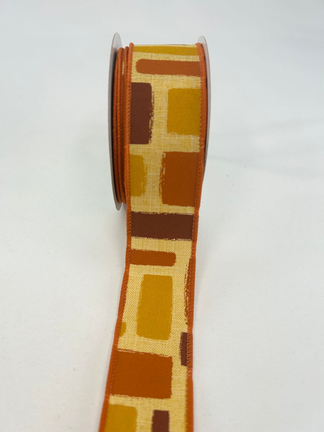 orange, mustard, and brown brush strokes wired ribbon 1.5” - Greenery MarketWired ribbonRGC1281MW