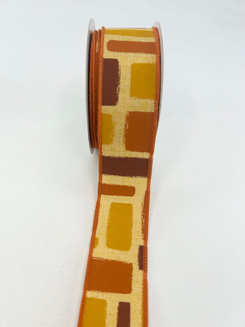 orange, mustard, and brown brush strokes wired ribbon 1.5” - Greenery MarketWired ribbonRGC1281MW