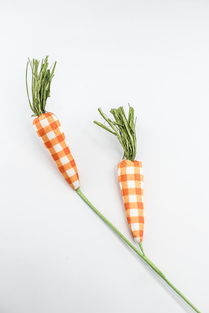Orange plaid carrots spray - Greenery MarketPicks63441OR